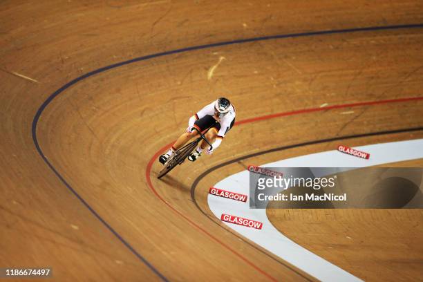 Lea Sophie Friedrich of Germany competes in the Women's Sprint Qualifying during Day Three of the UCI Track Cycling World Cup at Sir Chris Hoy...