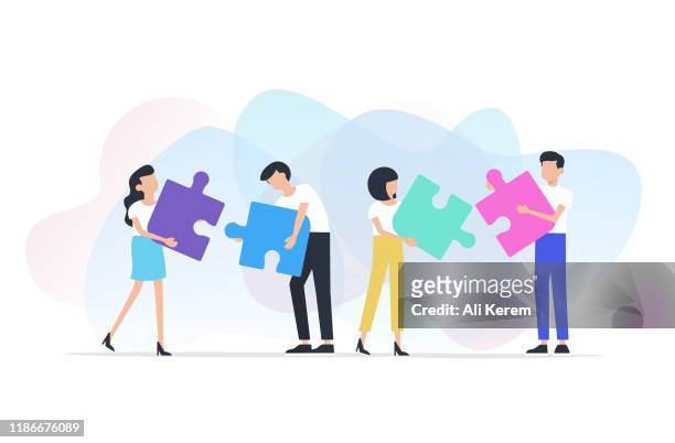 teamwork concept - employee engagement stock illustrations
