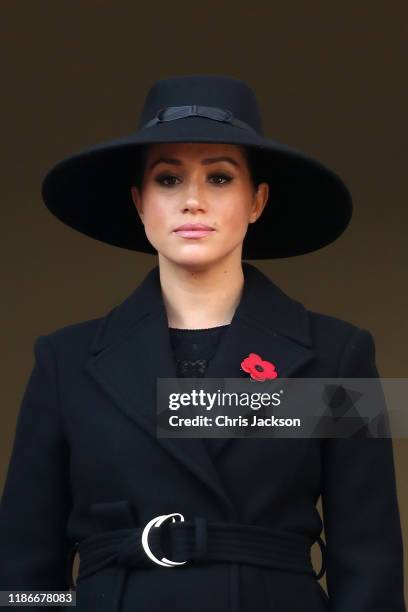 Meghan, Duchess of Sussex attends the annual Remembrance Sunday memorial at The Cenotaph on November 10, 2019 in London, England. The armistice...