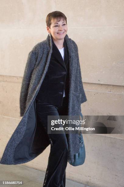 Caroline Lucas, British Green Party Member of Parliament for Brighton Pavilion arrives at BBC Broadcast House for the Andrew Marr Show on November...