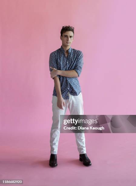 full length portrait of young adult male - slank stockfoto's en -beelden