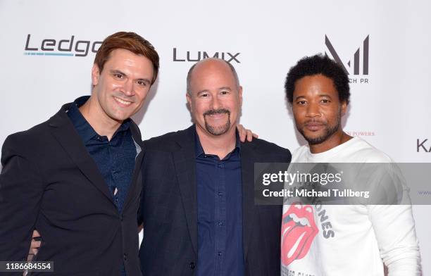 Kash Hovey, Mitch Mallon and Rob Robinson attend the Kash Hovey and Friends Film Block at Film Fest LA at Regal Cinemas L.A. LIVE Stadium 14 on...