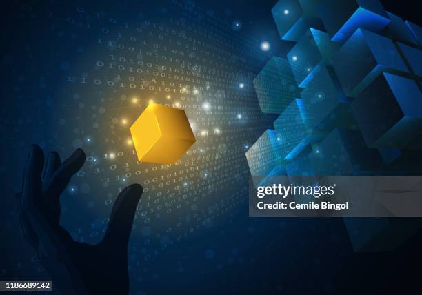 blockchain technology - cube shape stock illustrations