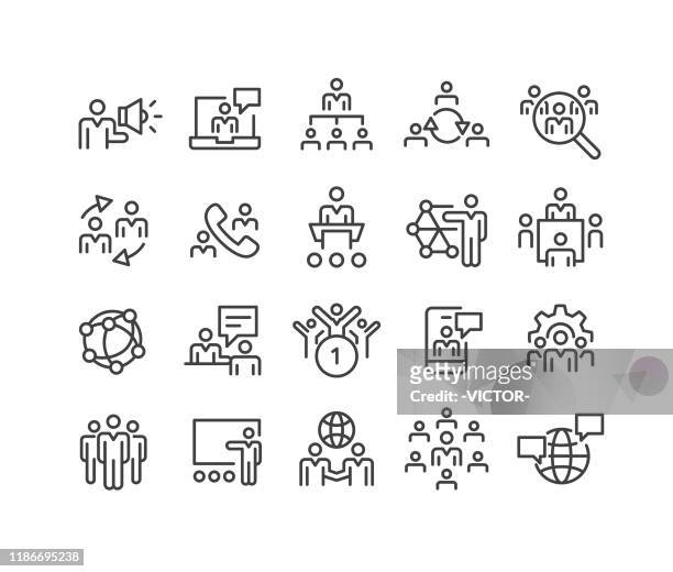 business networking icons - classic line series - geschäftsbeziehung stock-grafiken, -clipart, -cartoons und -symbole