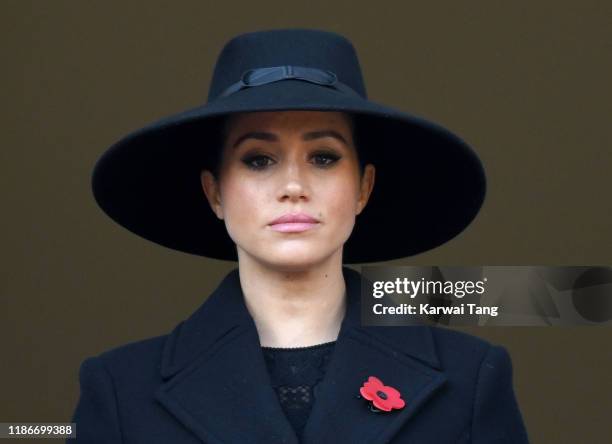 Meghan, Duchess of Sussex attends the annual Remembrance Sunday memorial at The Cenotaph on November 10, 2019 in London, England.