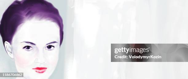 horizontal portrait in impressionism style - window light portrait stock illustrations