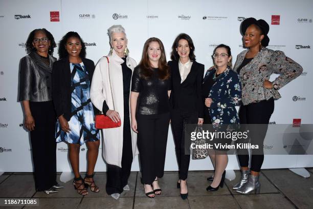 Maye Musk, Director of Dress for Success Worldwide West Lesley Brillhart, Perrey Reeves and Dress for Success client ambassadors attend Shop For...