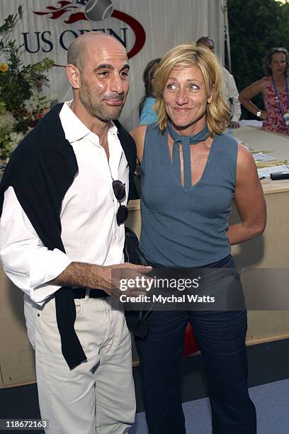 Stanley Tucci and Edie Falco during 2003 US Open - US Open Finals VIP Party Day 1 at USTA National Tennis Center in Queens, New York, United States.