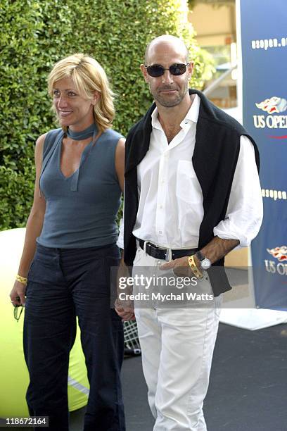 Stanley Tucci and Edie Falco during 2003 US Open - US Open Finals VIP Party Day 1 at USTA National Tennis Center in Queens, New York, United States.