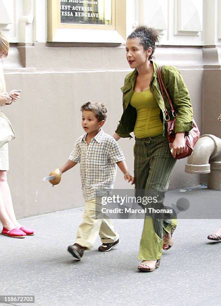 Mariane Pearl and son Adam during Mariane Pearl Sighting in New York - June 19, 2007 at Times Square in New York City, New York, United States.