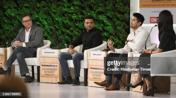 Brad Loiselle, President and CEO, BetterU with Deepinder Goyal, Founder and CEO, Zomato and Jeremy Jauncey, Founder and CEO, Beautiful Destinations...