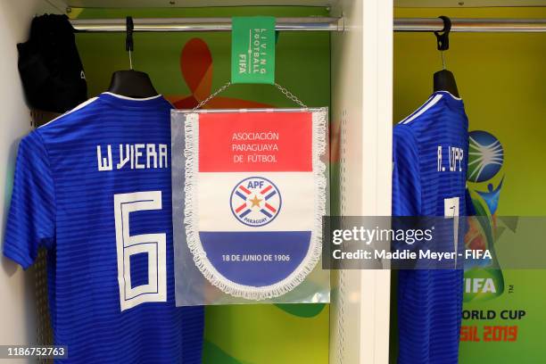 View inside the dressing room of Paraguay before the quarter-final match between Netherlands and Paraguay in the FIFA U-17 World Cup Brazil at...