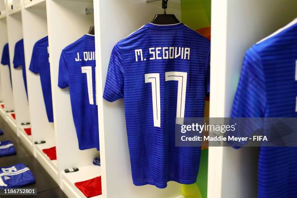 View inside the dressing room of Paraguay before the quarter-final match between Netherlands and Paraguay in the FIFA U-17 World Cup Brazil at...