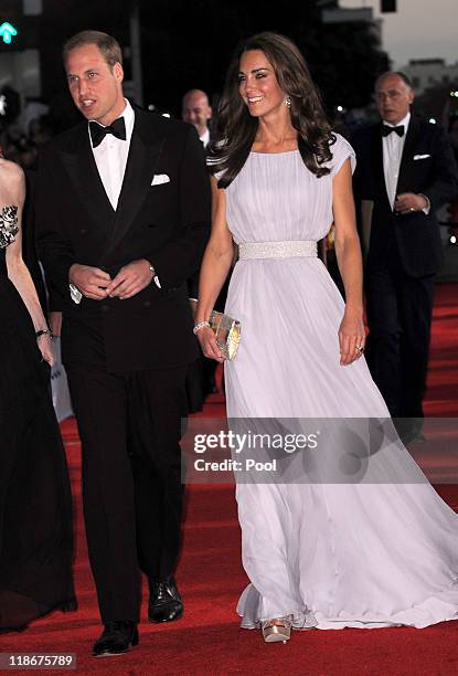 Prince William, Duke of Cambridge and Catherine, Duchess of Cambridge arrive at the 2011 BAFTA Brits To Watch Event at the Belasco Theatre on July 9,...