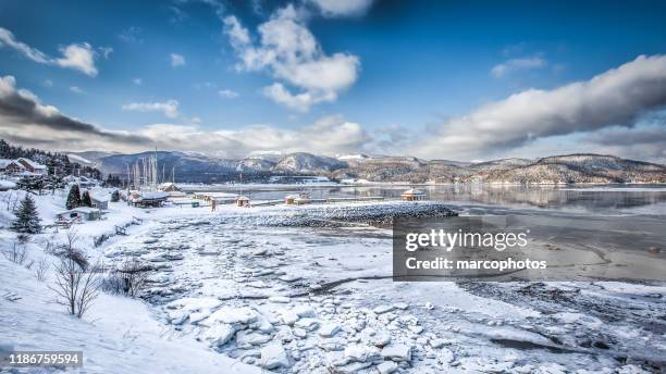 nordic village. - quebec landscape stock pictures, royalty-free photos & images