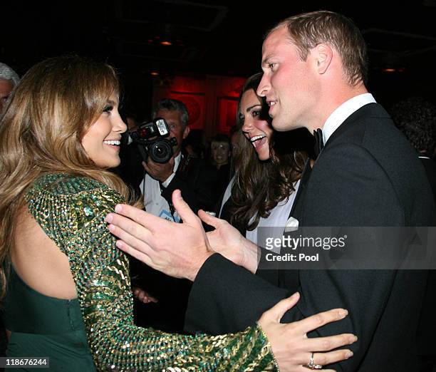 Prince William, Duke of Cambridge and Jennifer Lopez attend the BAFTA "Brits to Watch" event held at the Belasco Theatre on July 9, 2011 in Los...