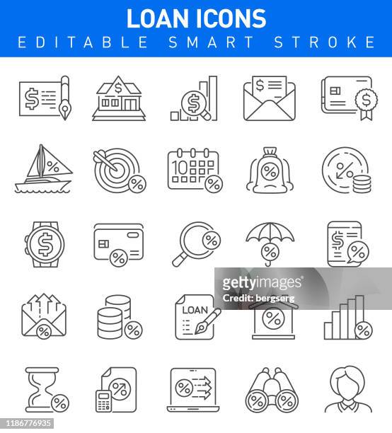loan icons. editable vector stroke - housing infographic stock illustrations