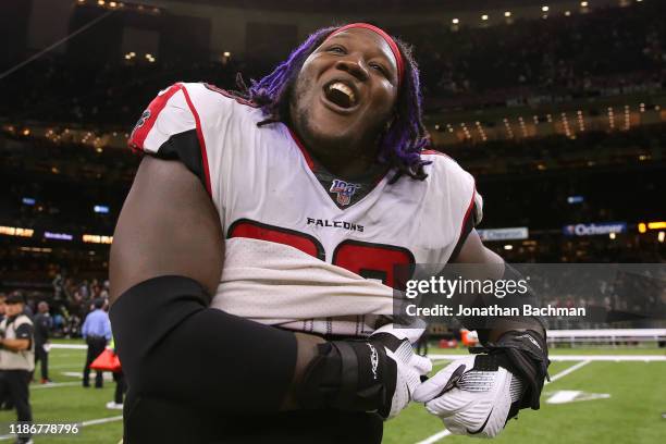 Jamon Brown of the Atlanta Falcons after a game against the New Orleans Saints at the Mercedes Benz Superdome on November 10, 2019 in New Orleans,...