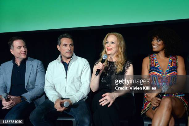 David Scarpa, Rufus Sewell, Chelah Horsdal and Frances Turner speak onstage at Vulture Festival Presented By AT&T at The Roosevelt Hotel on November...