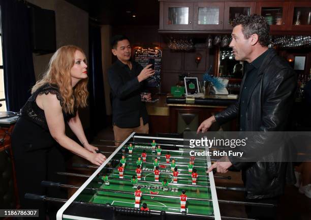 Chelah Horsdal, Joel de la Fuente and Jason O'Mara in the Heineken Green Room at Vulture Festival Presented By AT&T at The Roosevelt Hotel on...