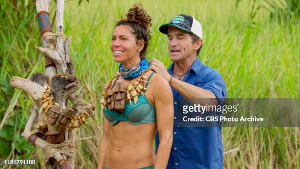 Two for the Price of One" - Jeff Probst awards Noura Salman with the Immunity Necklace on the Tenth episode of SURVIVOR: Island of Idols airing...