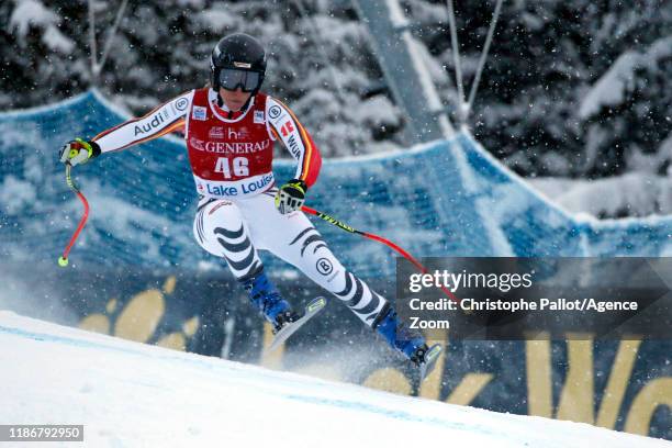 Veronique Hronek of Germany in action during the Audi FIS Alpine Ski World Cup Women's Downhill on December 6, 2019 in Lake Louise Canada.