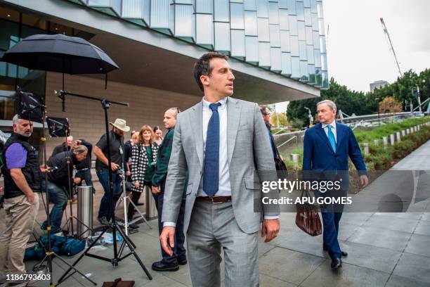 Alex Spiro, leader of Elon Musk attorneys team, leaves the US District Court, Central District of California in Los Angeles on December 6, 2019. -...