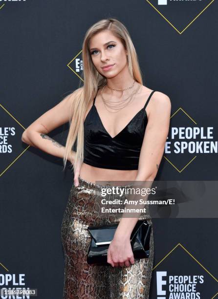 Pictured: Andie Case arrives to the 2019 E! People's Choice Awards held at the Barker Hangar on November 10, 2019 -- NUP_188989