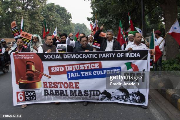 People taking part in the demonstration to obersve the black day on the 27th anniversary of the demolition of Babri Mosque in Delhi, India on...