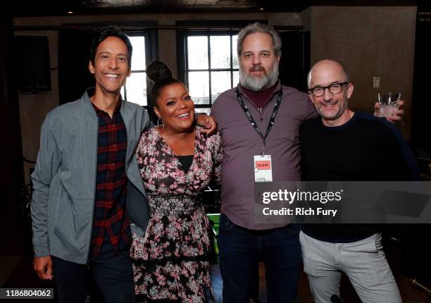 Danny Pudi, Yvette Nicole Brown, Dan Harmon and Jim Rash in the Heineken Green Room at Vulture Festival Presented By AT&T at The Roosevelt Hotel on...