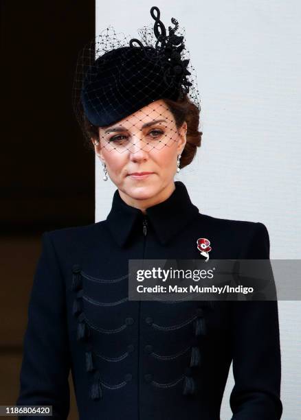 Catherine, Duchess of Cambridge attends the annual Remembrance Sunday service at The Cenotaph on November 10, 2019 in London, England. The armistice...