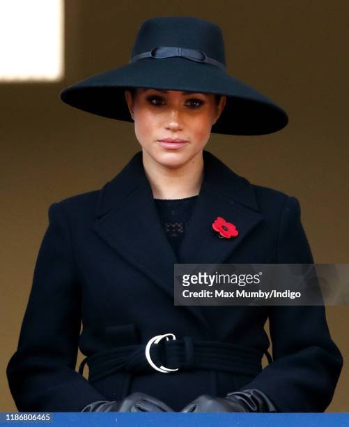 Meghan, Duchess of Sussex attends the annual Remembrance Sunday service at The Cenotaph on November 10, 2019 in London, England. The armistice ending...