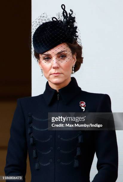 Catherine, Duchess of Cambridge attends the annual Remembrance Sunday service at The Cenotaph on November 10, 2019 in London, England. The armistice...