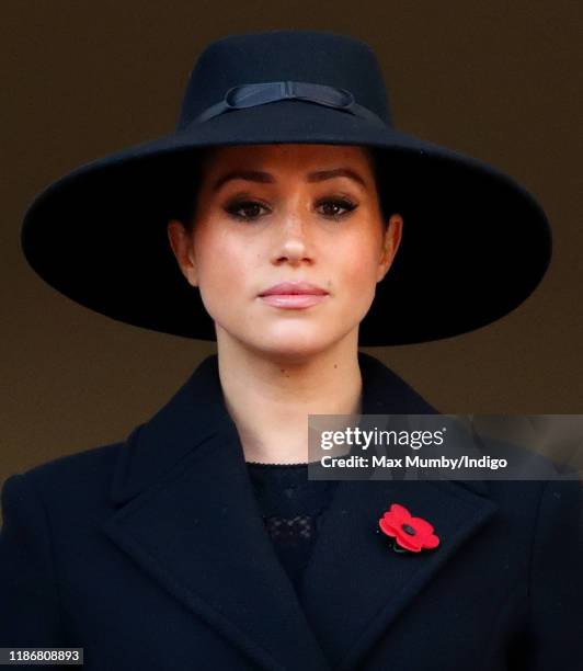 Meghan, Duchess of Sussex attends the annual Remembrance Sunday service at The Cenotaph on November 10, 2019 in London, England. The armistice ending...