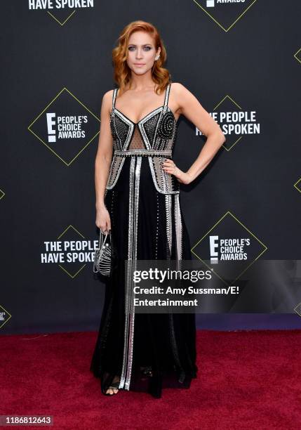Pictured: Brittany Snow arrives to the 2019 E! People's Choice Awards held at the Barker Hangar on November 10, 2019 -- NUP_188989