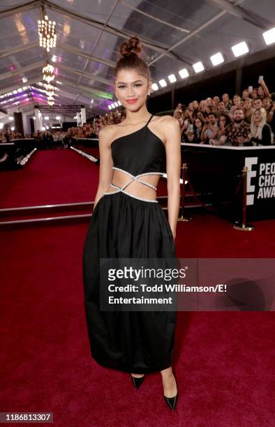 Pictured: Zendaya arrives to the 2019 E! People's Choice Awards held at the Barker Hangar on November 10, 2019. -- NUP_188990