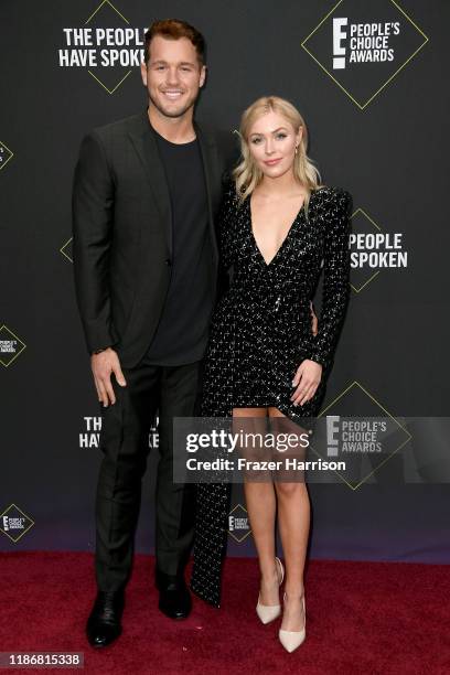 Colton Underwood and Cassie Randolph attend the 2019 E! People's Choice Awards at Barker Hangar on November 10, 2019 in Santa Monica, California.