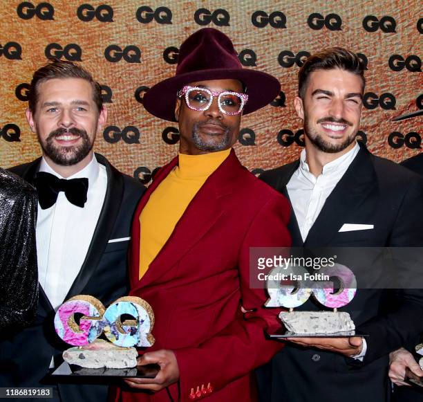 German presenter Klaas Heufer-Umlauf, US actor and award winner Billy Porter and influencer and award winner Mariano Di Vaio are seen on stage during...