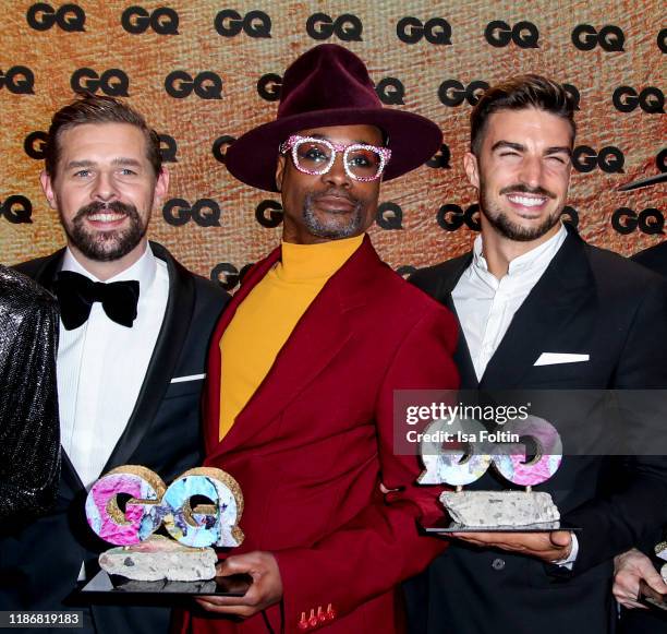 German presenter Klaas Heufer-Umlauf, US actor and award winner Billy Porter and influencer and award winner Mariano Di Vaio are seen on stage during...