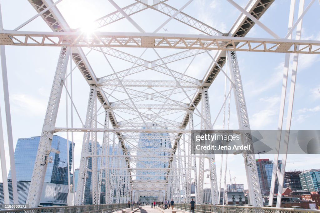 John Seigenthaler Pedestrian Bridge, Downtown Nashville, Tennessee, Nashville Cityscape