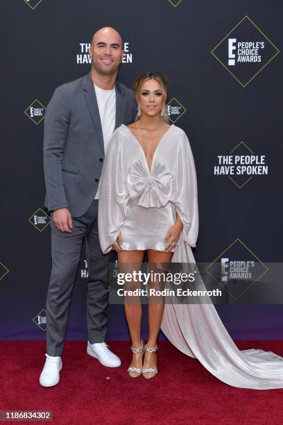 Mike Caussin and Jana Kramer attend the 2019 E! People's Choice Awards at Barker Hangar on November 10, 2019 in Santa Monica, California.