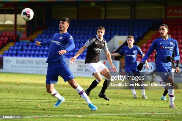 Armando Broja of Chelsea during the Chelsea FC U23 v Derby County U23 Premier League 2 match at EBB Stadium on December 7, 2019 in Aldershot, England.