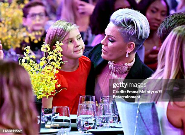 Pictured: Willow Sage Hart and Pink attend the 2019 E! People's Choice Awards held at the Barker Hangar on November 10, 2019 -- NUP_188995
