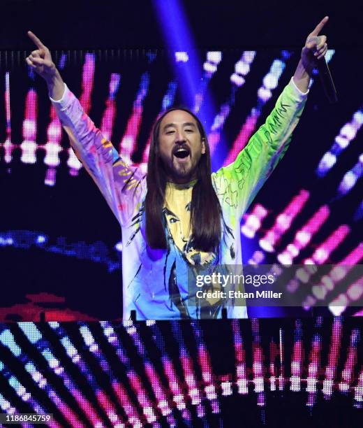 Producer Steve Aoki performs onstage during the 2019 iHeartRadio Music Festival at T-Mobile Arena on September 20, 2019 in Las Vegas, Nevada.