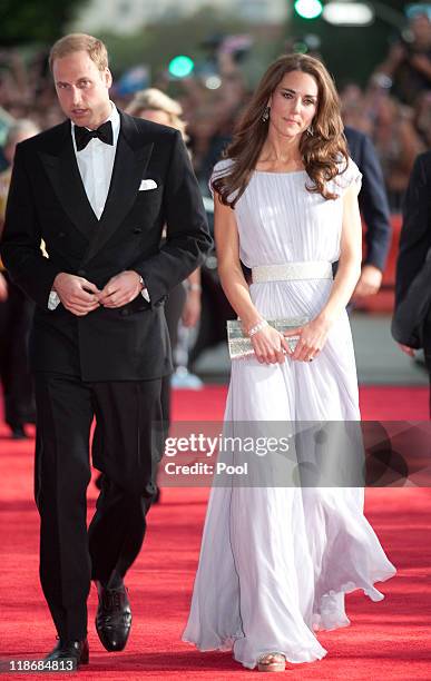 Catherine, Duchess of Cambridge and Prince William, Duke of Cambridge arrive at the 2011 BAFTA Brits To Watch Event at the Belasco Theatre on July 9,...