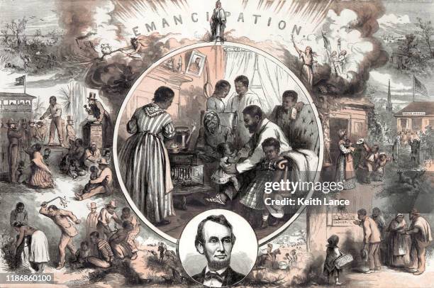 ilustrações de stock, clip art, desenhos animados e ícones de emancipation after the american civil war - proclamação da emancipação