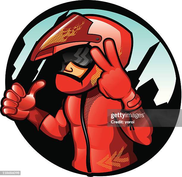 motorcycle racer - man riding motorcycle clip art stock illustrations