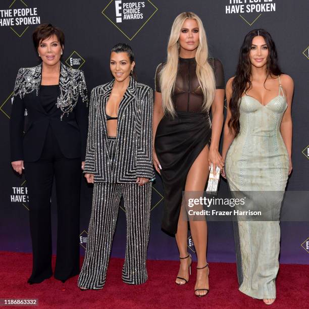 Kris Jenner, Kourtney Kardashian, Khloé Kardashian and Kim Kardashian attend`Kim Kardashian the 2019 E! People's Choice Awards at Barker Hangar on...