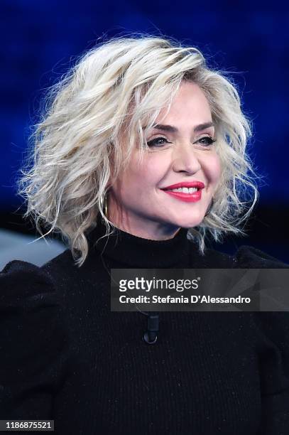 Paola Barale attends Che Tempo Che Fa TV Show on November 10, 2019 in Milan, Italy.