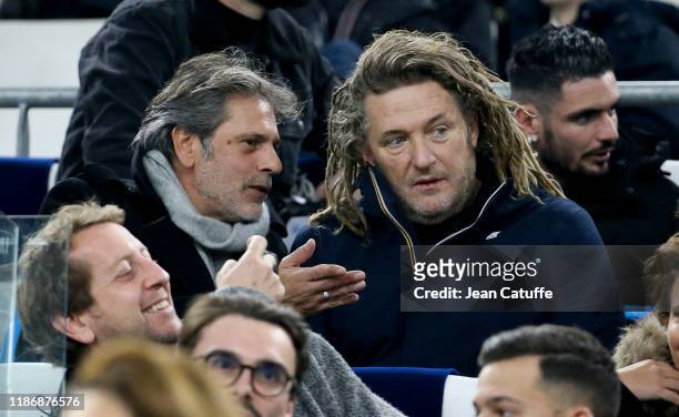 Avy Marciano, Olivier Delacroix attend the Ligue 1 match between Olympique de Marseille and Olympique Lyonnais at Stade Velodrome on November 10,...
